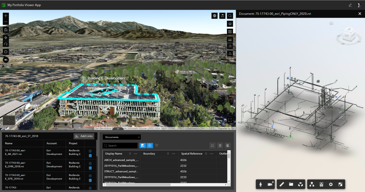 ArcGIS GeoBIM app connecting reality capture mesh to mechanical model