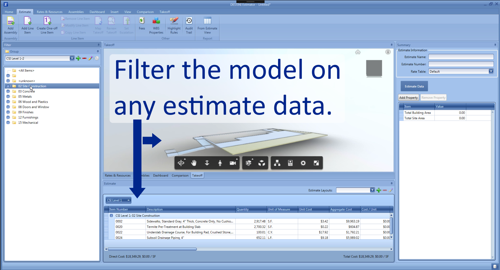 Filter model on estimate data